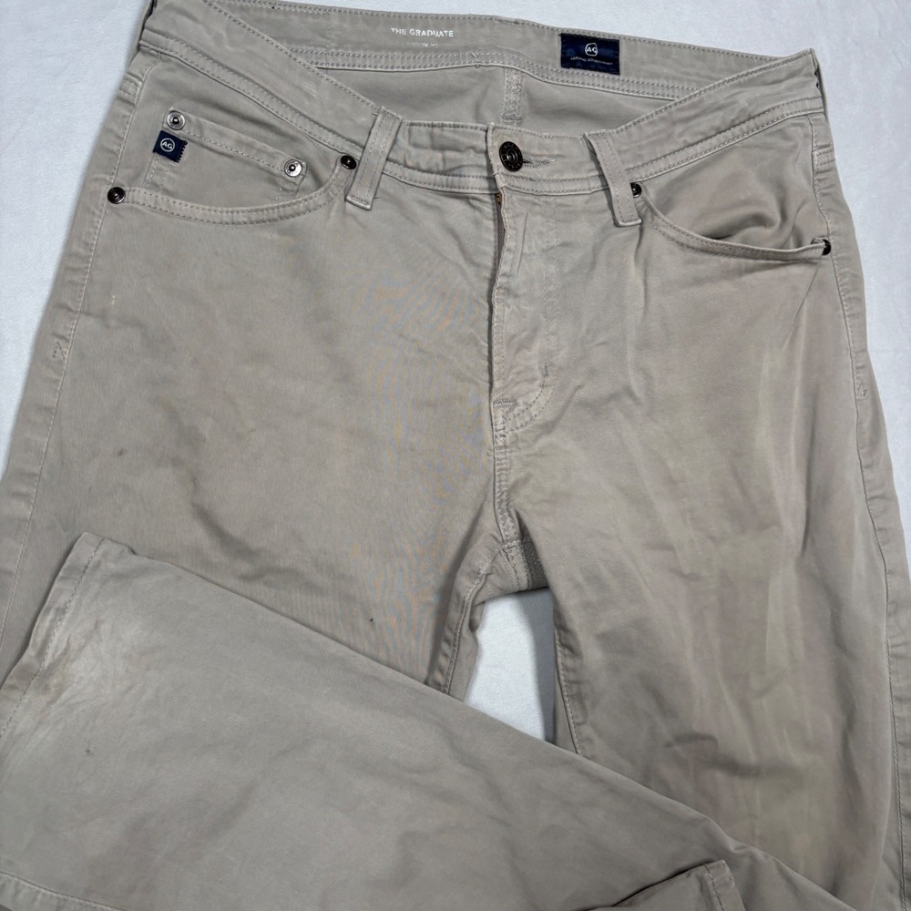 AG Adriano Goldschmied The Graduate Pants Mens 34 Beige Tailored Leg Khaki Chino